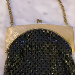 Nostalgic Whiting and Davis Purse 1950s black and gold 1950s Made in USA